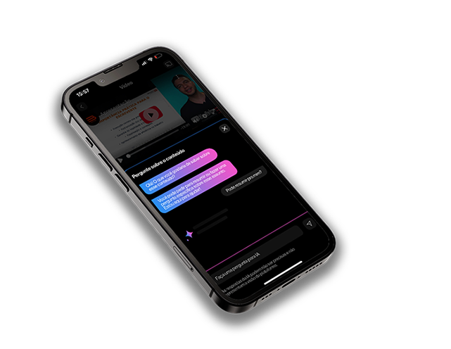 App com chat IA para tirar dúvidas dos usuários sobre os conteúdos.
